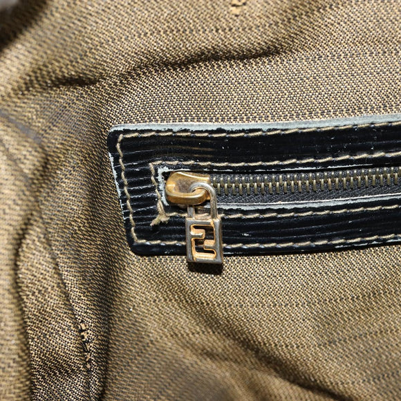 FENDI Zucca Canvas Hand Bag Black Brown Auth 148854