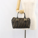 FENDI Zucca Canvas Hand Bag Black Brown Auth 148854-23