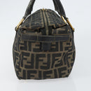 FENDI Zucca Canvas Hand Bag Black Brown Auth 148854-4