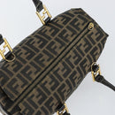 FENDI Zucca Canvas Hand Bag Black Brown Auth 148854-6