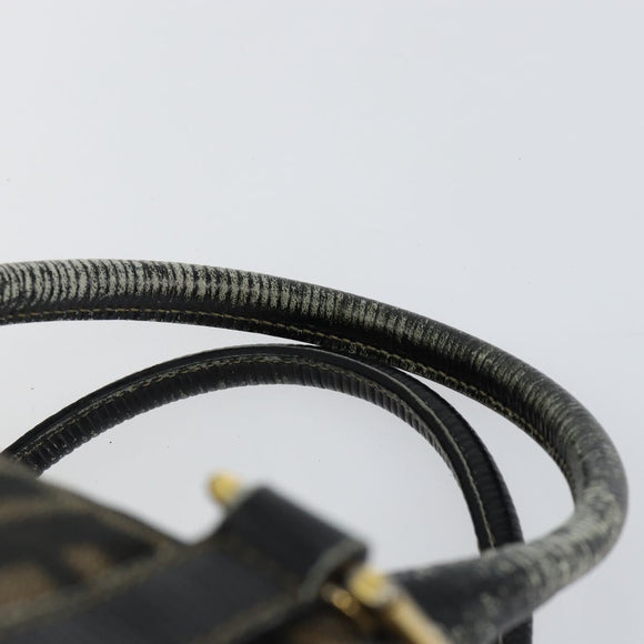 FENDI Zucca Canvas Hand Bag Black Brown Auth 148854