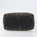 FENDI Zucca Canvas Hand Bag Black Brown Auth 148854-9