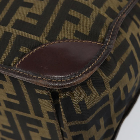 FENDI Zucca Canvas Hand Bag Black Brown Auth 148855
