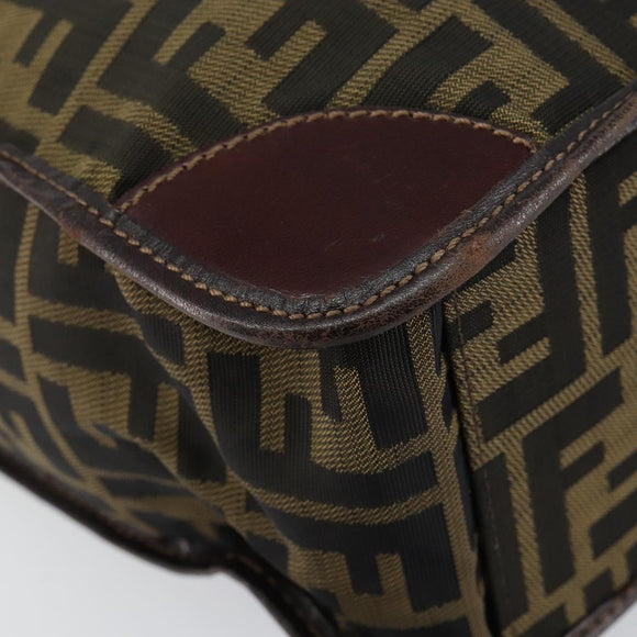 FENDI Zucca Canvas Hand Bag Black Brown Auth 148855