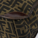 FENDI Zucca Canvas Hand Bag Black Brown Auth 148855-12