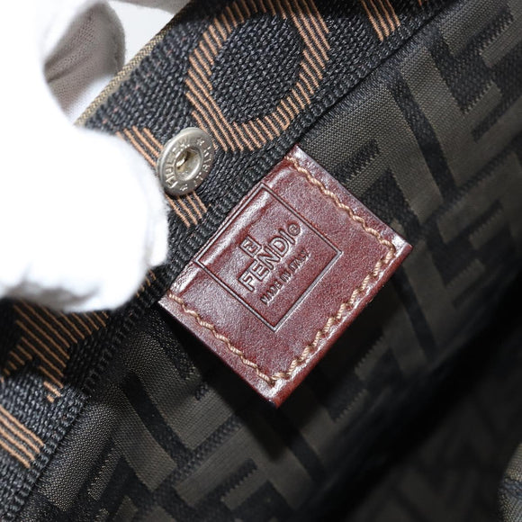 FENDI Zucca Canvas Hand Bag Black Brown Auth 148855