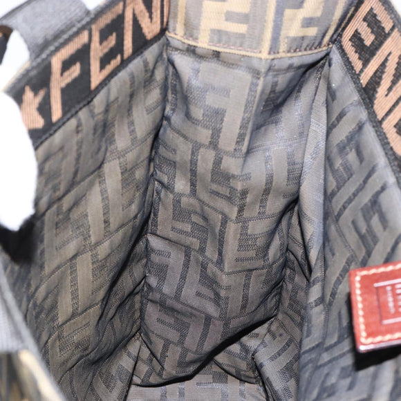 FENDI Zucca Canvas Hand Bag Black Brown Auth 148855