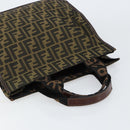 FENDI Zucca Canvas Hand Bag Black Brown Auth 148855-6