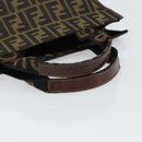 FENDI Zucca Canvas Hand Bag Black Brown Auth 148855-7