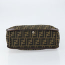 FENDI Zucca Canvas Hand Bag Black Brown Auth 148855-9