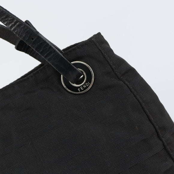 FENDI Zucca Canvas Shoulder Bag Black Auth 148857