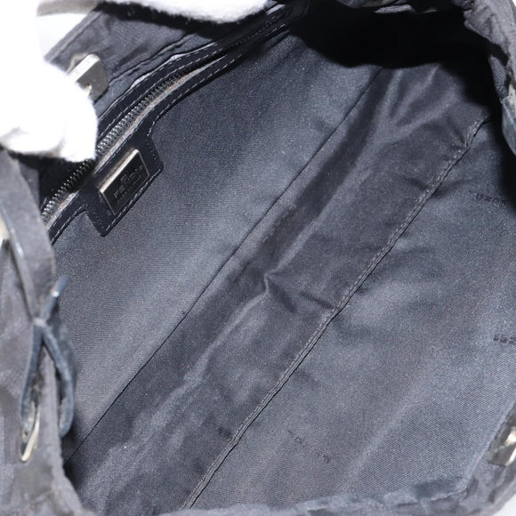 FENDI Zucca Canvas Shoulder Bag Black Auth 148857