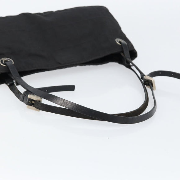 FENDI Zucca Canvas Shoulder Bag Black Auth 148857