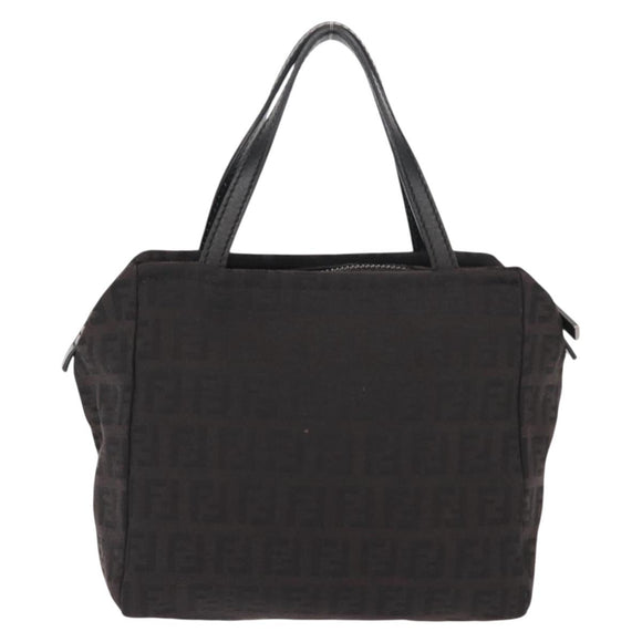 FENDI Zucchino Canvas Hand Bag Black Auth 148858
