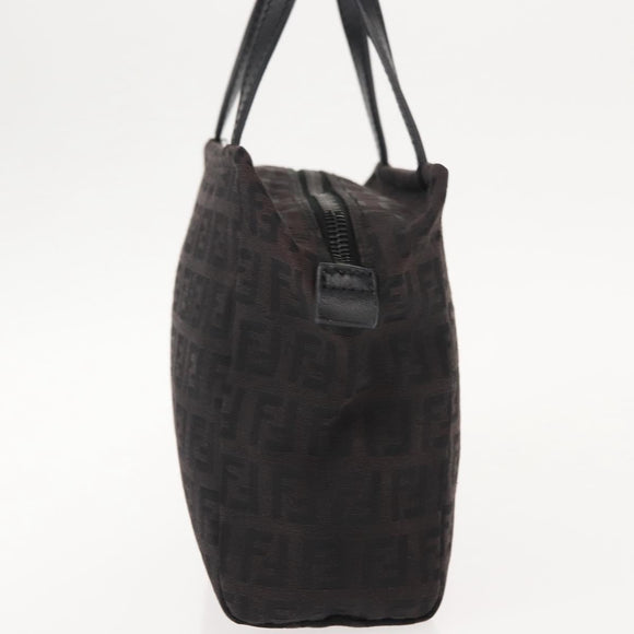 FENDI Zucchino Canvas Hand Bag Black Auth 148858