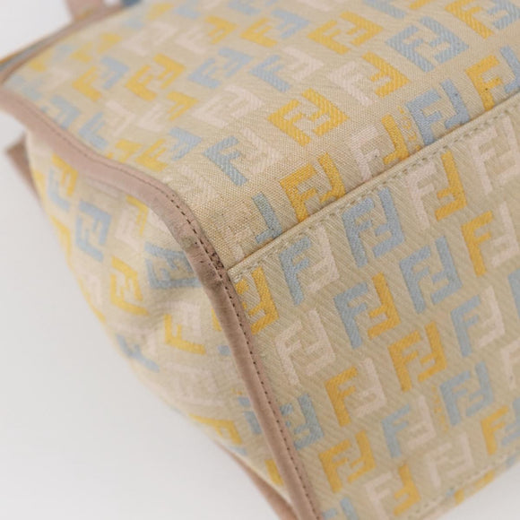 FENDI Zucchino Canvas Tote Bag Multicolor Gold Auth 148860