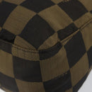 FENDI Pecan Canvas Shoulder Bag Black Brown Auth 148861-9