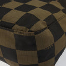 FENDI Pecan Canvas Shoulder Bag Black Brown Auth 148861-15