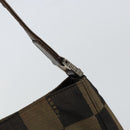 FENDI Pecan Canvas Shoulder Bag Black Brown Auth 148861-10