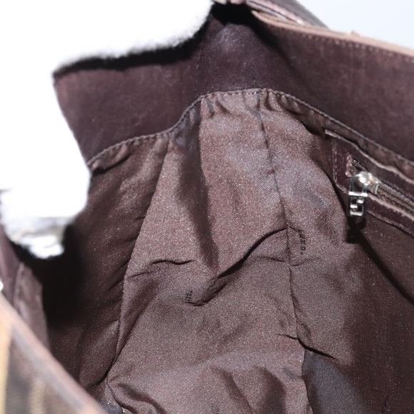 FENDI Pecan Canvas Shoulder Bag Black Brown Auth 148861