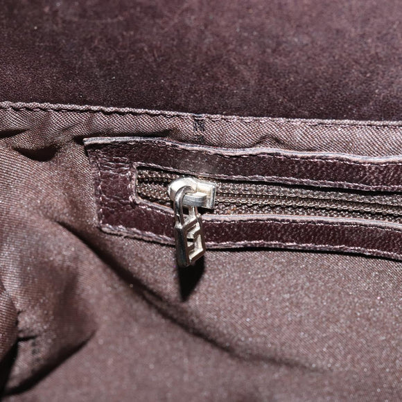 FENDI Pecan Canvas Shoulder Bag Black Brown Auth 148861