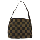 FENDI Pecan Canvas Shoulder Bag Black Brown Auth 148861-13