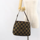 FENDI Pecan Canvas Shoulder Bag Black Brown Auth 148861-22