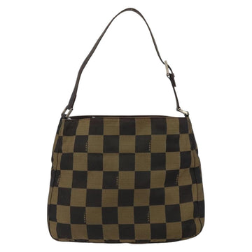 FENDI Pecan Canvas Shoulder Bag Black Brown Auth 148861 - 0