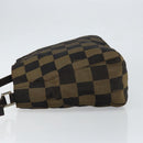 FENDI Pecan Canvas Shoulder Bag Black Brown Auth 148861-4