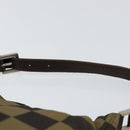 FENDI Pecan Canvas Shoulder Bag Black Brown Auth 148861-8