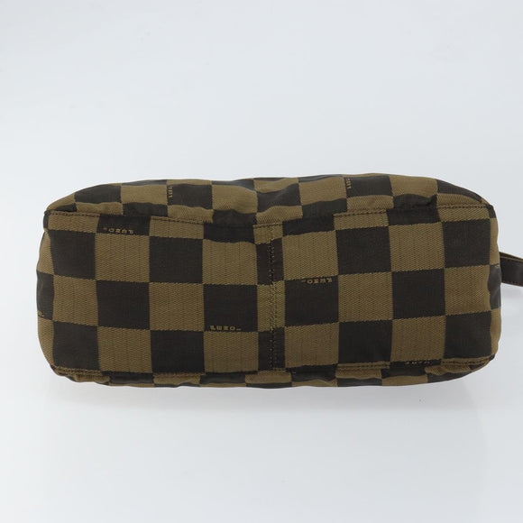 FENDI Pecan Canvas Shoulder Bag Black Brown Auth 148861