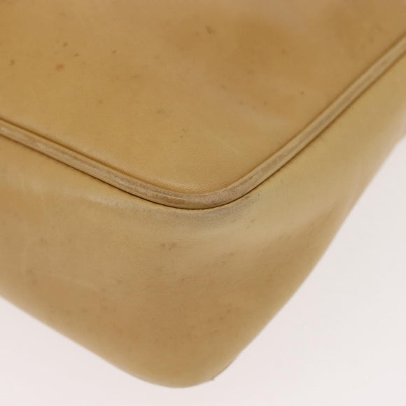 FENDI Shoulder Bag Leather Beige Gold Auth 148863