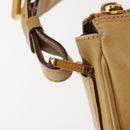 FENDI Shoulder Bag Leather Beige Gold Auth 148863-9