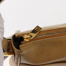 FENDI Shoulder Bag Leather Beige Gold Auth 148863-10