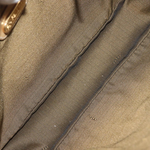 FENDI Shoulder Bag Leather Beige Gold Auth 148863