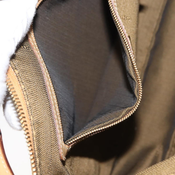 FENDI Shoulder Bag Leather Beige Gold Auth 148863