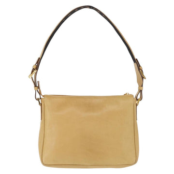FENDI Shoulder Bag Leather Beige Gold Auth 148863 - 0