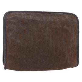 Christian Dior Trotter Canvas Clutch Bag Brown Auth 148875
