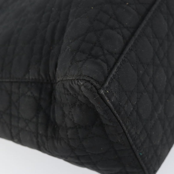 Christian Dior Canage Hand Bag Nylon Black Gold Auth 148879