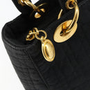 Christian Dior Canage Hand Bag Nylon Black Gold Auth 148879-15