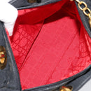 Christian Dior Canage Hand Bag Nylon Black Gold Auth 148879-17