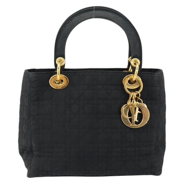 Christian Dior Canage Hand Bag Nylon Black Gold Auth 148879 - 0