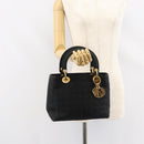 Christian Dior Canage Hand Bag Nylon Black Gold Auth 148879-21