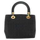 Christian Dior Canage Hand Bag Nylon Black Gold Auth 148879-3