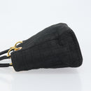 Christian Dior Canage Hand Bag Nylon Black Gold Auth 148879-5