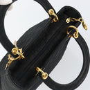 Christian Dior Canage Hand Bag Nylon Black Gold Auth 148879-6