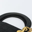 Christian Dior Canage Hand Bag Nylon Black Gold Auth 148879-8