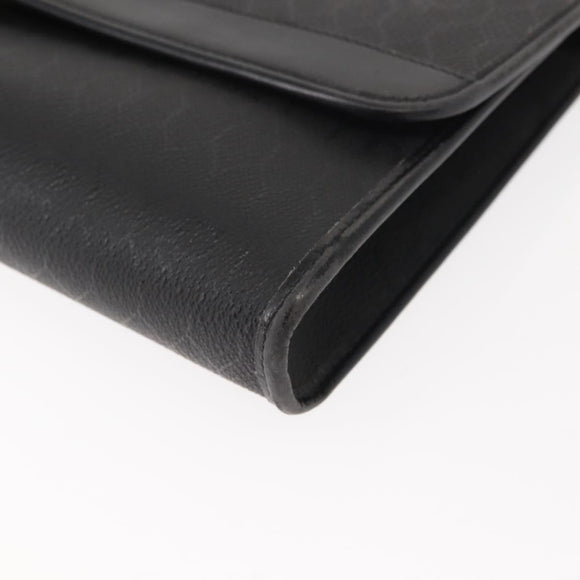 Christian Dior Honeycomb Canvas Chain Shoulder Bag PVC Black Gold Auth 148882