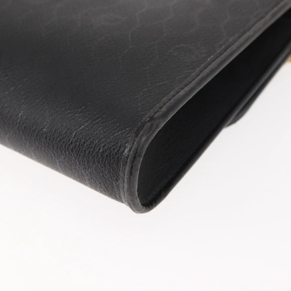 Christian Dior Honeycomb Canvas Chain Shoulder Bag PVC Black Gold Auth 148882