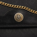 Christian Dior Honeycomb Canvas Chain Shoulder Bag PVC Black Gold Auth 148882-14